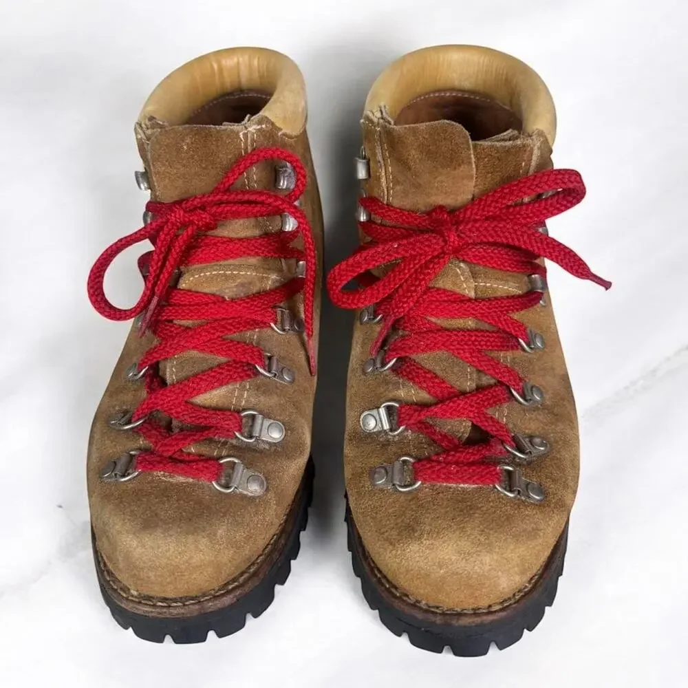 Men’s Size 8 Vintage Made In USA Brown Suede Frye Style Vibram Hiking Ankle Boot
